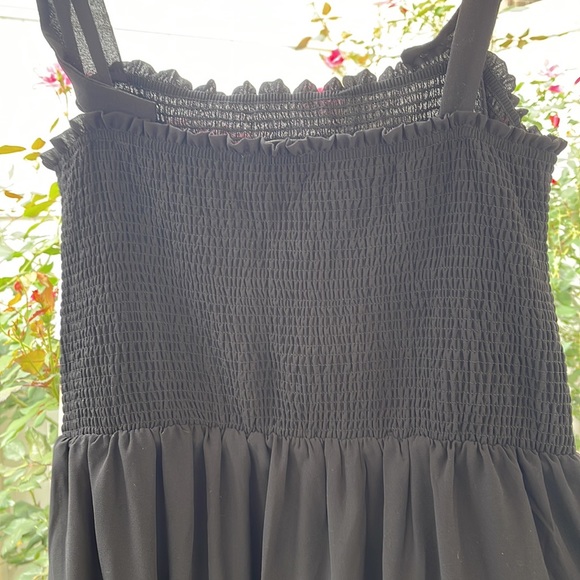 Black Tape_ Women's Tied-Strap Black Smocked Maxi Dress - Large - Picture 8 of 15